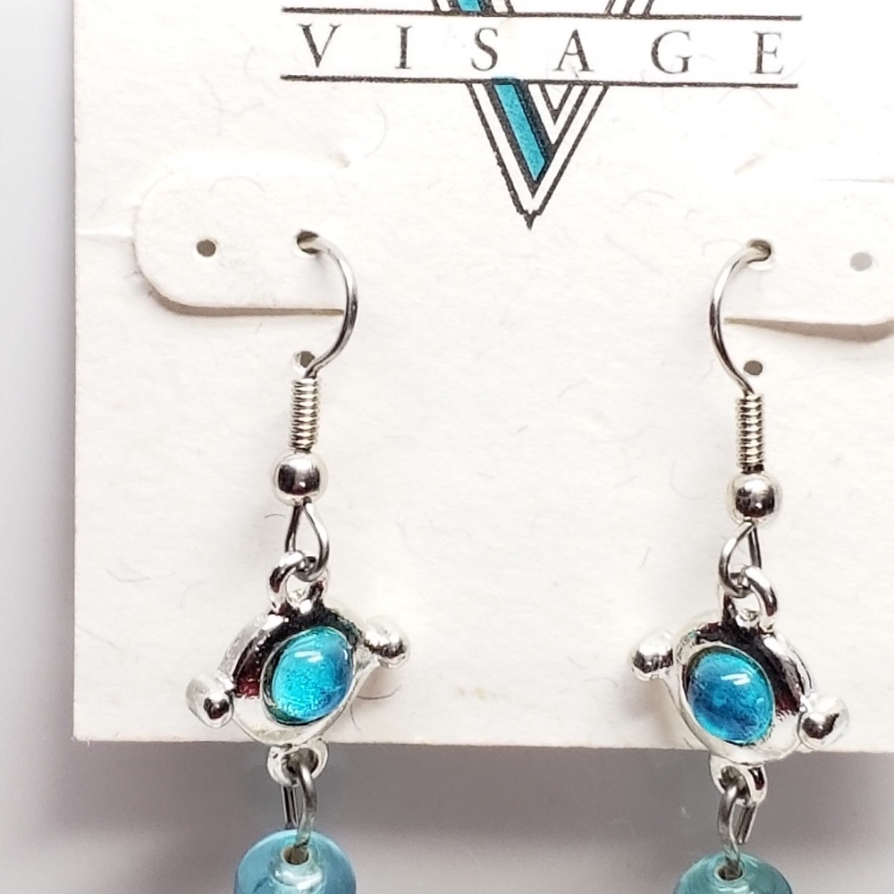 Visage Earrings Dangling Drop Turquoise